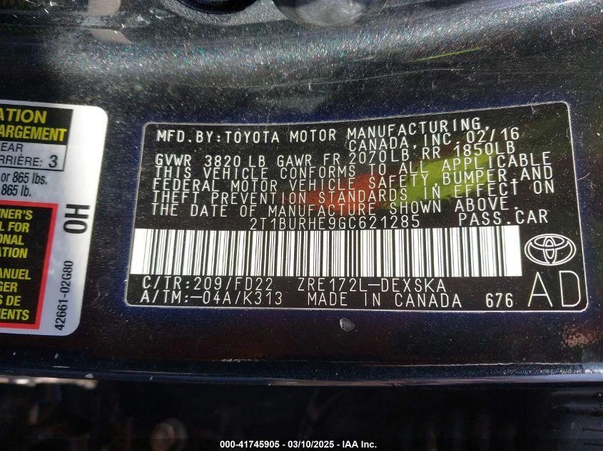 Used Front Right Seat Belt Front fits: 2016 Toyota Corolla bucket passenger retr Foto 4 de 4