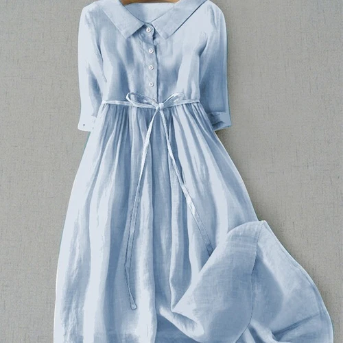 ¡Vestidos largos informales para mujer con botones de lino de algodón vestido caftán talla grande! - Imagen 5 de 35