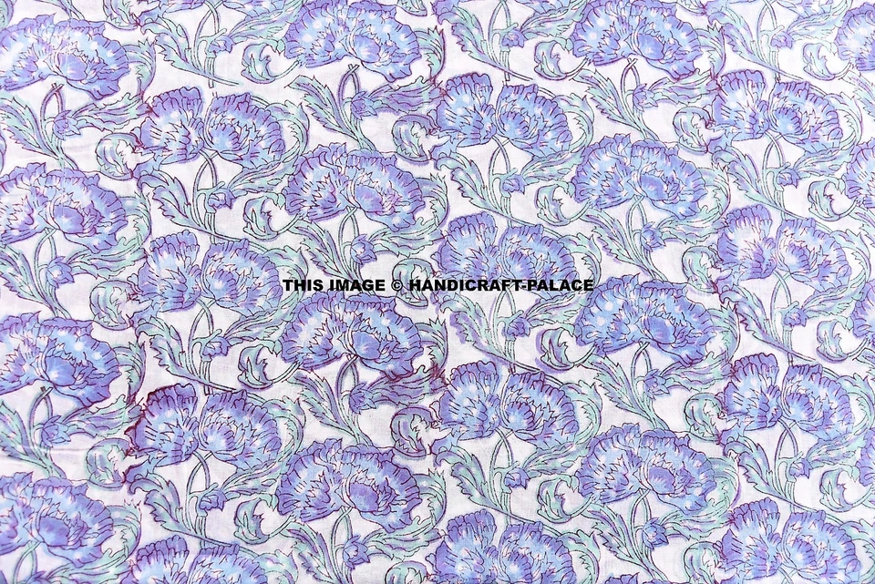 Indian Bagru Print Hand Block Printed Natural Cotton Clothing Fabric 5 Yard - Image 3 of 3