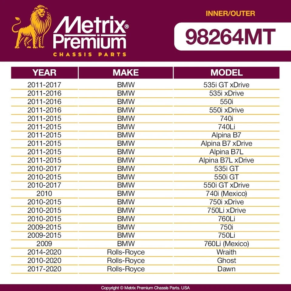 Front Inner & Outer Tie Rod End Kit for BMW 535i 528i 535i 528i 550i xDrive 4PCS - Image 3 of 4