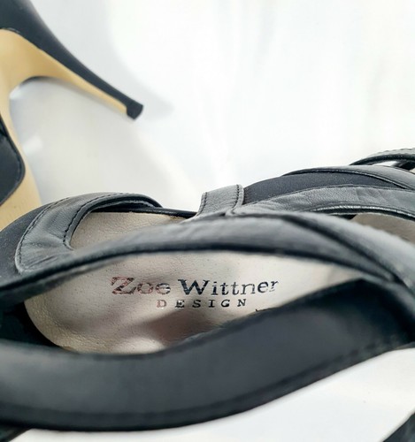 ZOE WITTNER 'Electric' Black Leather Women's High Heel Shoes EU 35 (Aus Seller) - Picture 7 of 8