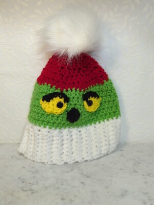Grinch Stocking Cap Hat Handmade and Crochet New