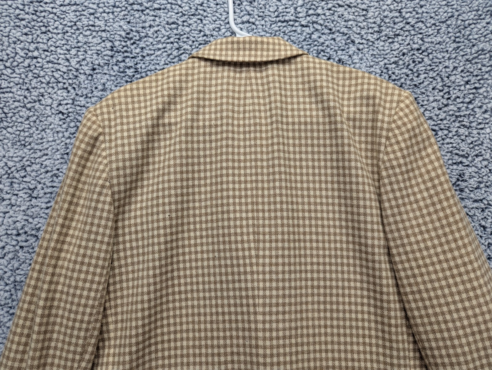 VTG Pendleton Blazer Womens 12 Tall 100% Wool Academia Preppy Check Tweed Beige