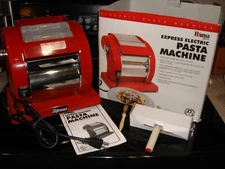 Roma Express Red Electric Pasta Machine Heavy Duty MD-150 W/Manual, tools Tested