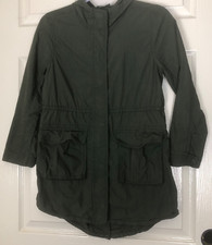 Gap Kids Jacket Large 10 Green Parka With Hood Zip-Up Fall Light