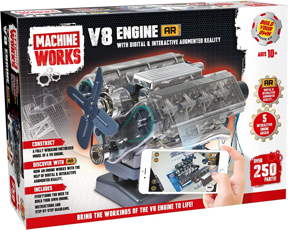 Machine Works Build Your Own V8 Engine Toy Replica Model Building Kit Featur