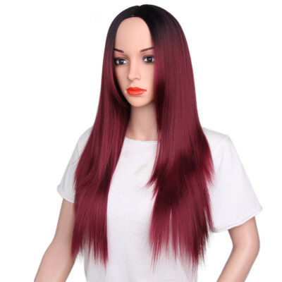 Wig Burgundy wine magenta ombré no Red Wig 2020 ANDRIA 99j Wig with bangs Burgundy Wine Red Color Wig Wet  main image 4