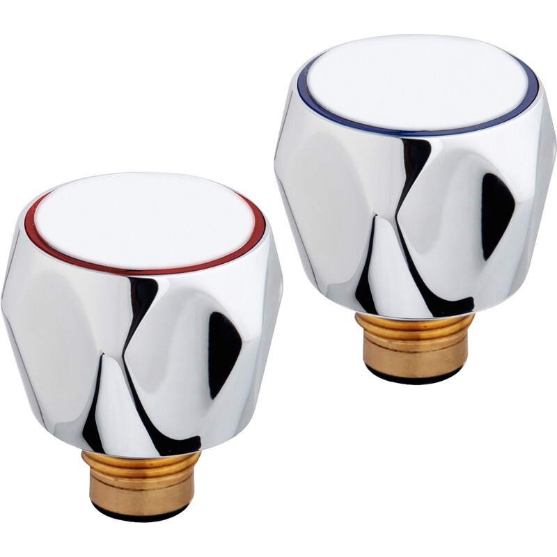 REPLACEMENT HOT & COLD TAP TOP HEAD COVERS METAL CHROME PLATED SOLID 1/2" eBay