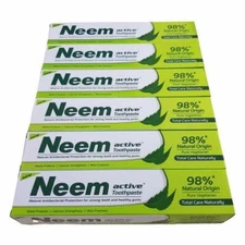 Neem Active 98% Natural Origin Total Care Toothpaste 100 gm - 6 Tubes