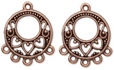 1 Pair Antiqued Copper 19mm Round Chandelier Earrings with 5 Loops 
