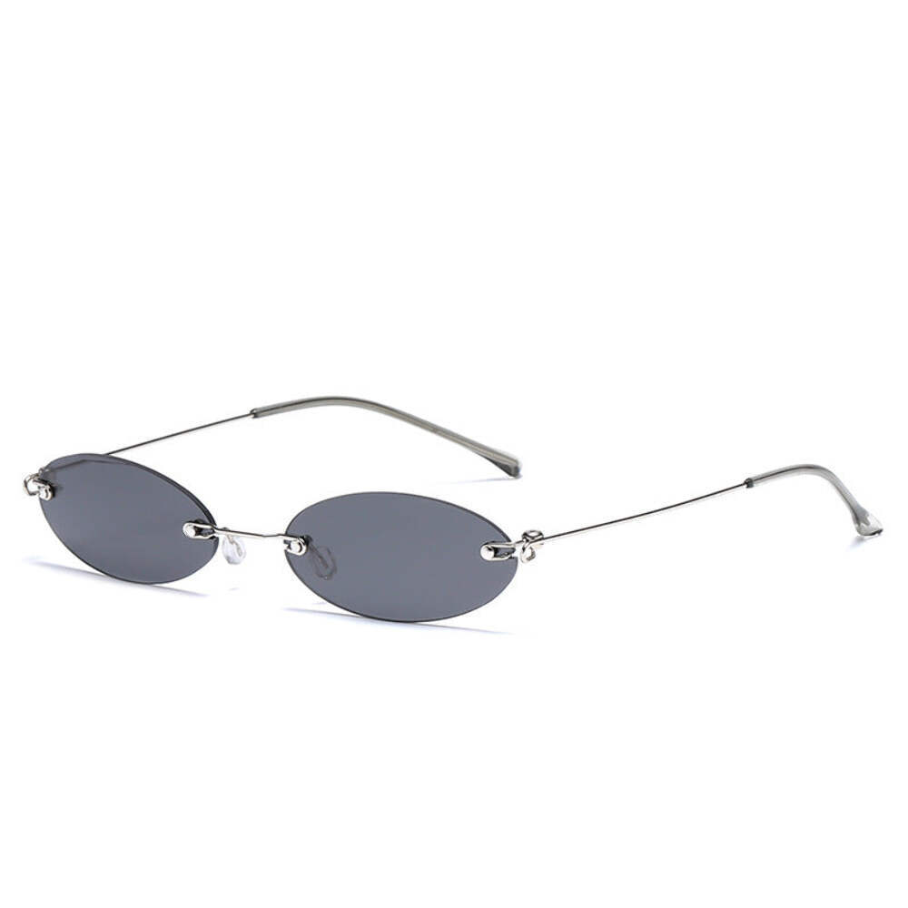 Rimless Oval Sunglasses for Women and Men | Fashion Metal Frame and PC Lens | Sm