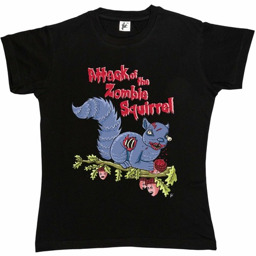 Camiseta Attack Of The Zombie Squirrel Blood Covered Monster para mujer boyfriend Fit - Imagen 1 de 6