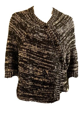 Cop Copine Black White Knit Sweater Airport Gilet Small 3/4 Sleeve