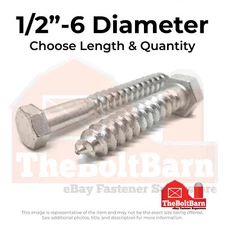 1/2"-6 316 Stainless Steel Hex Lag Screws (Choose Length & Qty)