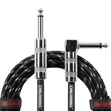Cableworks by Gator Backline Series 10ft Braided Instrument Cable, Black/Grey