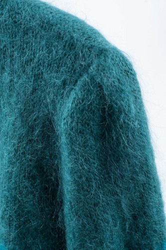 Vintage Colorblock Oversized Green Mohair Cardigan, SIZE L - Picture 7 of 10