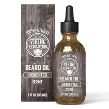 Viking Revolution Unscented Beard Oil for Men - Natural 1 Fl Oz (Pack of 1) 