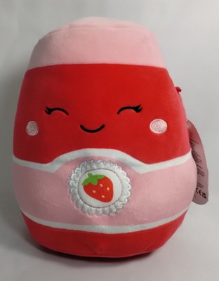 2023 Squishmallow Janna Strawberry Jam Jelly Jar Plush 7'' Red Fruit Toy Lovey