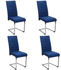 4  Velvet Dining Chairs Chrome legs, Beige Dark Grey, Light Grey Blue Black
