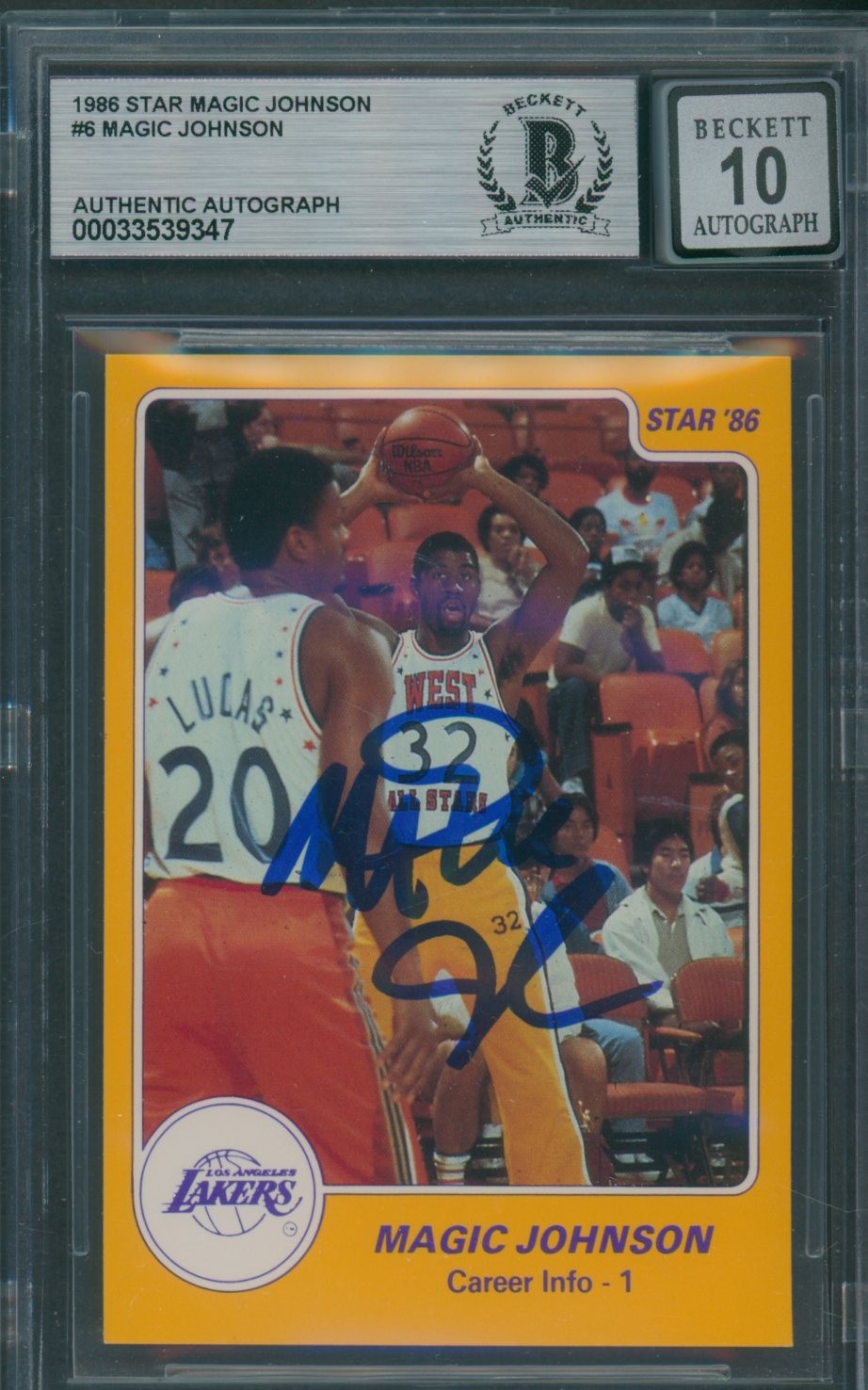 1986 Star Magic Johnson #6 Magic Johnson Beckett Authentic Signed Auto 10 *9347 