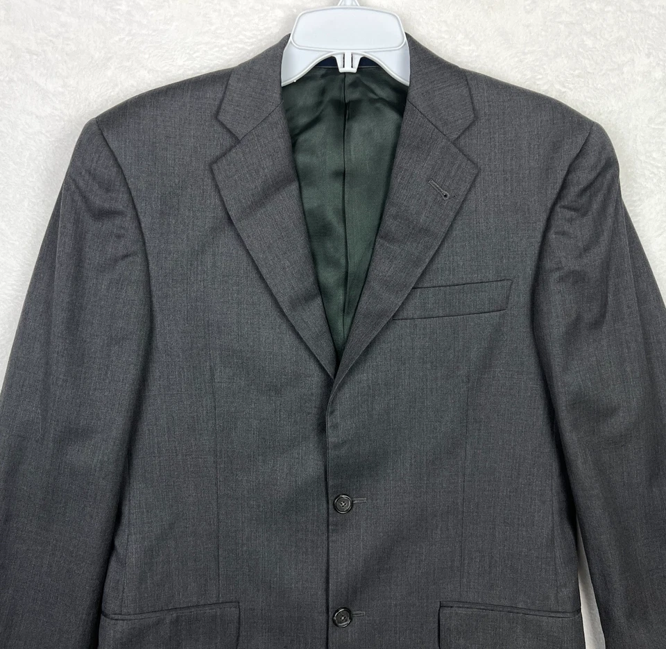 Buberry London 2 Piece Suit Mens 36R Gray Jacket Blazer Pants 30x30 Wool - Image 3 of 4