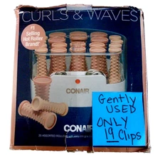 Conair Curls & Waves Double Ceramic Hot Rollers - 20 Rollers - ONLY 19 CLIPS