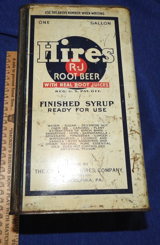 Vintage RJ Hires Root Beer 1 Gallon Soda Fountain Syrup Can Charles E Hires Co.