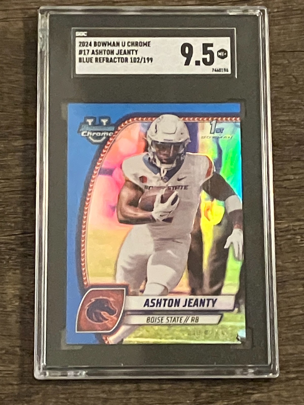 2024 Bowman University Chrome #17 Blue Refractor Ashton Jeanty /199 SGC 9.5