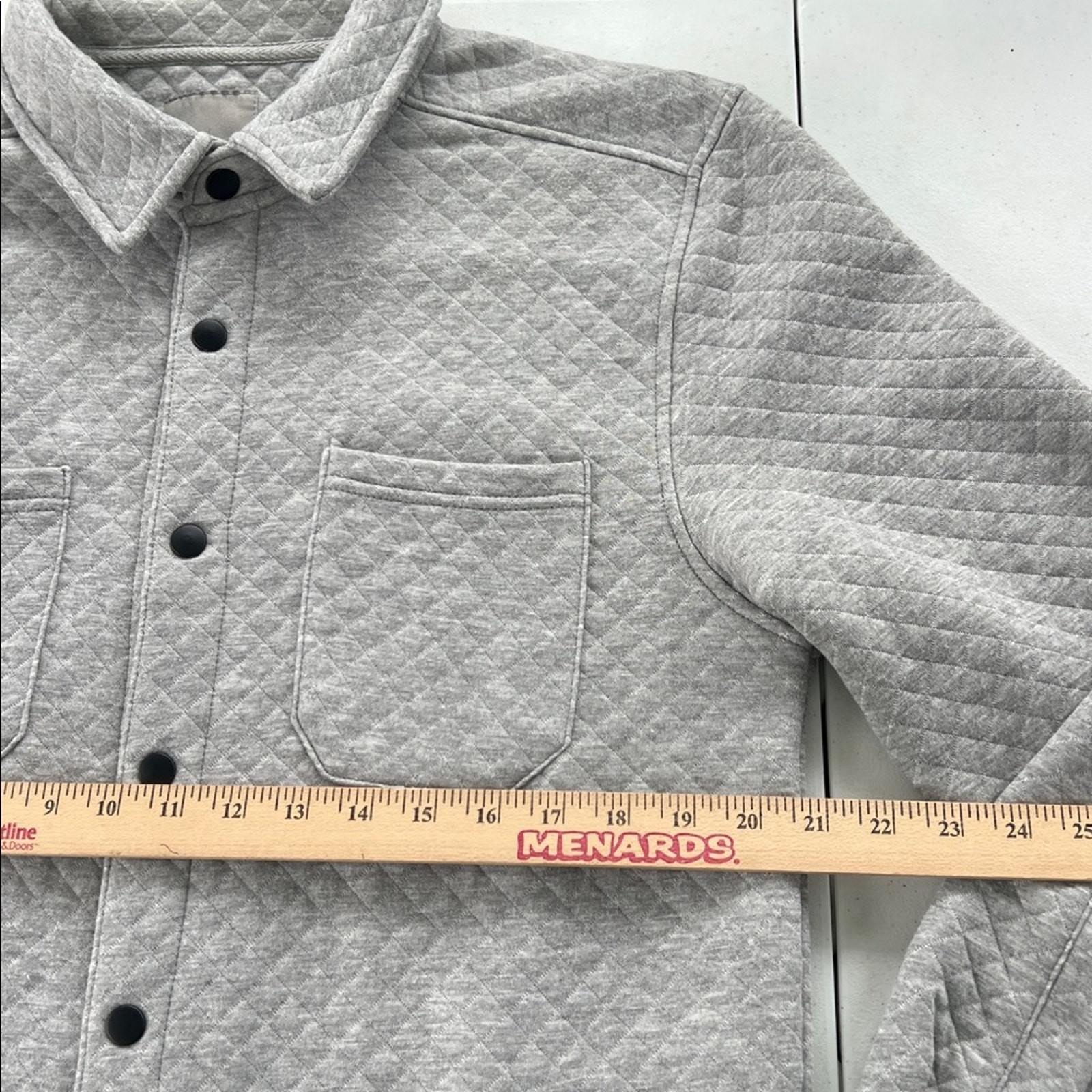 Light Gray Snap Close Quilted Collared Jacket Her… - image 4