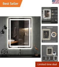 LED Bathroom Mirror 24x32 Inch Modern Dimmable Anti-Fog Gradient Backlit