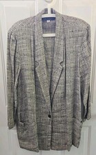 2 Piece Maggie McNaughton Sz 40 Blazer Sz 22W Skirt Suit Gray Pattern Vtg USA