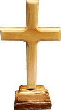 Holy Land Market Standing or Table Altar Olive Wood Cross 6 Inches  16 cm 