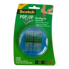 Scotch 3M Pop-Up Tape Deskgrip Dispenser Pre Cut Tape Strips 150 Blue New