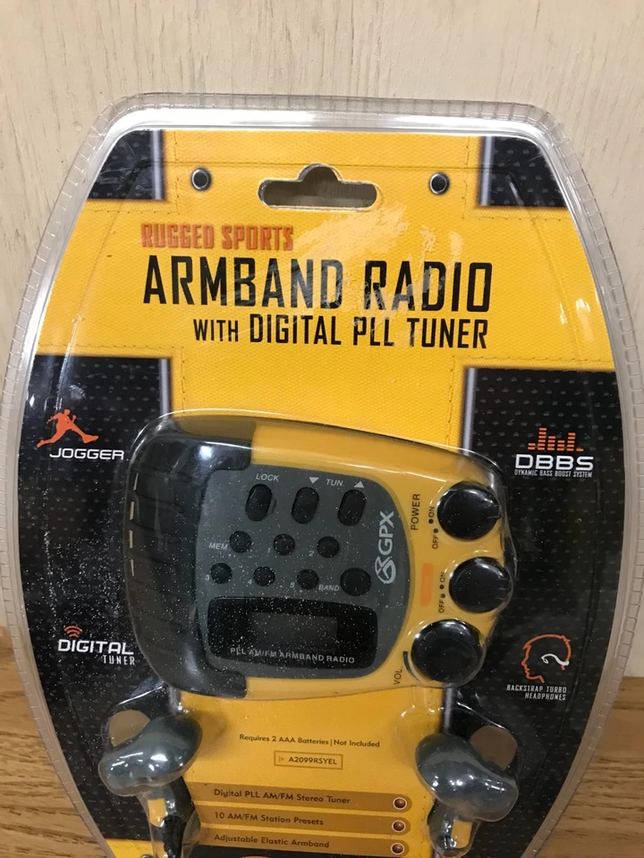 GPX Rugged Sports AM/FM Armband Radio Headphones Running A2098RSYEL Yellow - Image 2 of 4