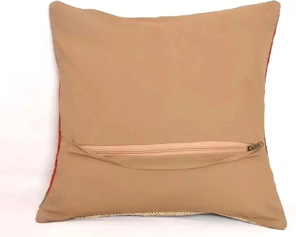 Rustic Boho Kilim Cushion Cover | Handmade Jute Throw Pillow - Image 2 of 2