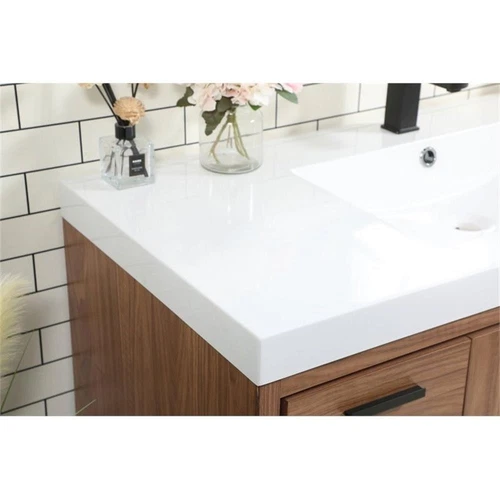 Elegant Decor Wyatt 48" Aluminum MDF Single Bathroom Vanity in Walnut Brown - Picture 4 of 8