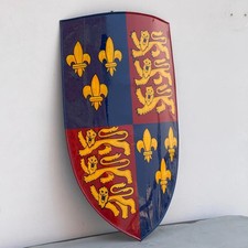 Scudo medievale in acciaio - Edoardo III cavaliere leone armatura decorazione parete, oggetto di scena templare