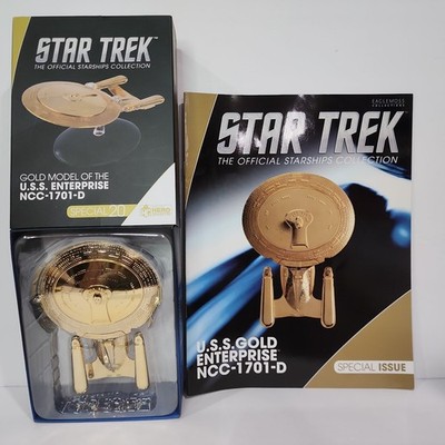 2019 Star Trek Starships Gold USS Enterprise NCC-1701-D w/ Magazine Eaglemoss