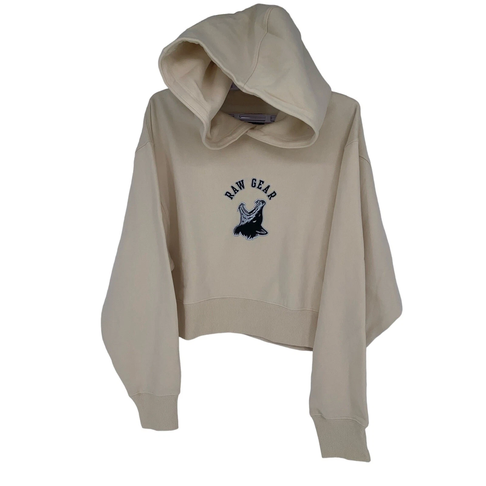 OFF WHITE Felpa con cappuccio donna Raw Gear cropped nuova con etichetta