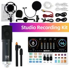 Complete Home Studio Recording Kit Podcast Mixer Equipment Condenser Microphone