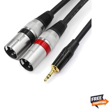 High-Quality 10FT Braided 3.5mm to Dual XLR Male Adapter for Improved Clarity