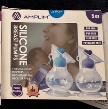 Amplim Manual Breast Pump, Gen 3 Food Grade Silicone Milk Collector Blue Purple
