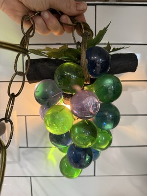 VINTAGE LUCITE GRAPE HANGING LIGHT FIXTURE BLUE AND GREEN | eBay