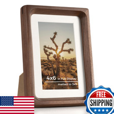 RICHFOCUS 4x6 Picture Frame, USA Walnut Solid Wood, Tabletop/Wall Mount
