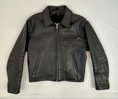 Schott Collared Single Rider Jacket 643E with Boa Liner 42 Black