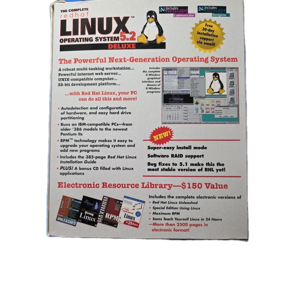 Red Hat Linux 5.2 Deluxe Complete Box Set UNIX PC OS 1998 CD-ROM  - Image 2 of 4