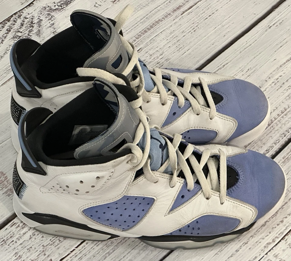 Jordan 6 Retro UNC Hombre Talla 9.5 Blanco Zapatillas Con Acentos Azules CT8529-410 Foto 4 de 4