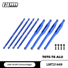 GPM 7075-T6 Alloy Upper & Lower Link Bar Set For LOSI 1/8 LMT 2.0 Grave Digger