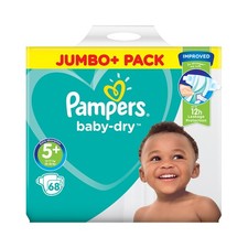 Pampers Baby Dry Size 5+ Nappies 68 Nappies Size 5+ Baby Diapers 0.31 per nappy