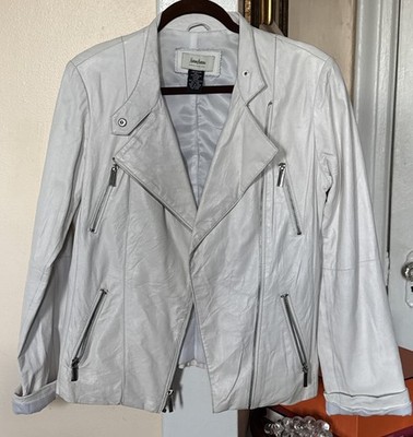 Neiman Marcus White Leather Jacket For Women Size M 